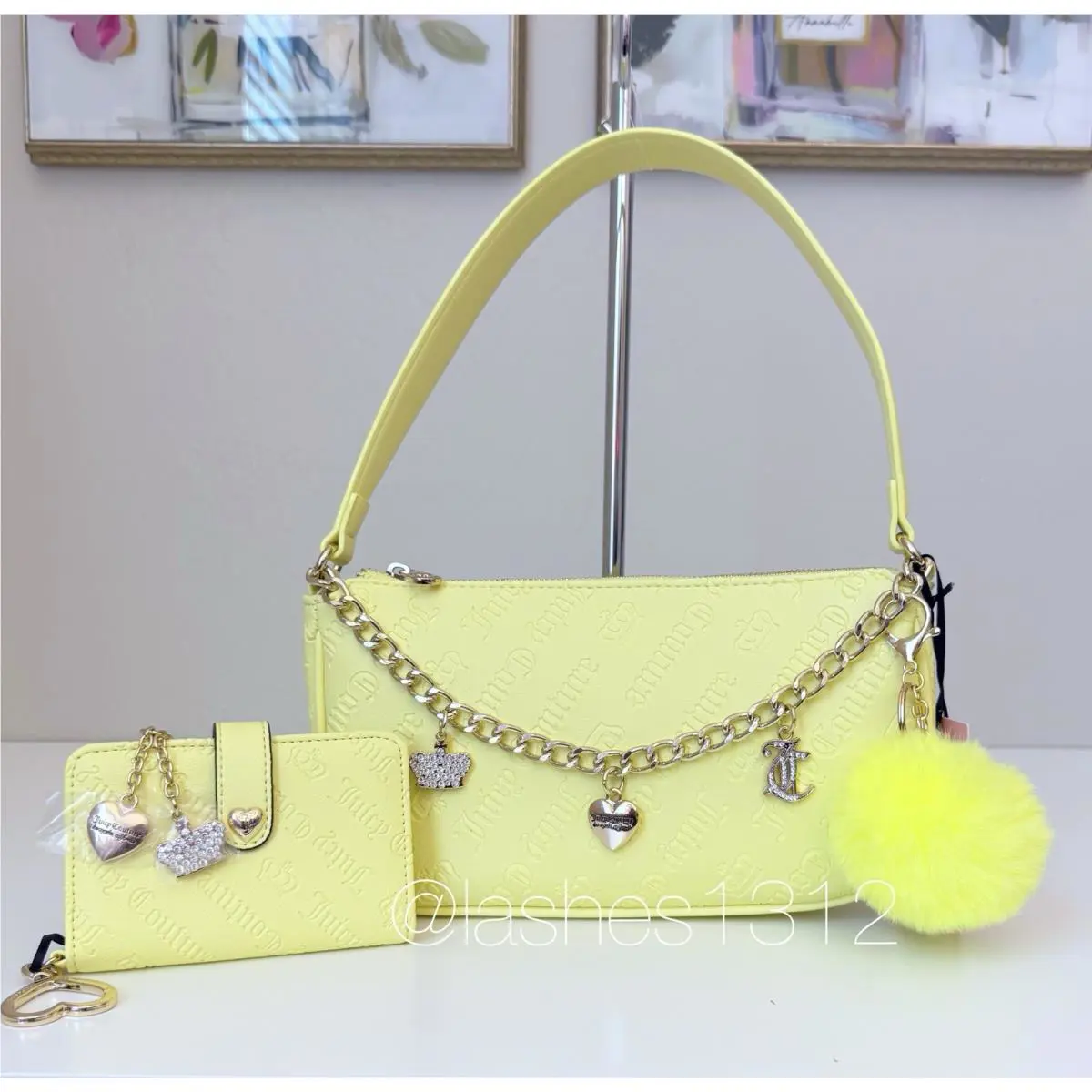 Juicy Couture Not Your Babe Shoulder Bag Wallet Set - Yellow