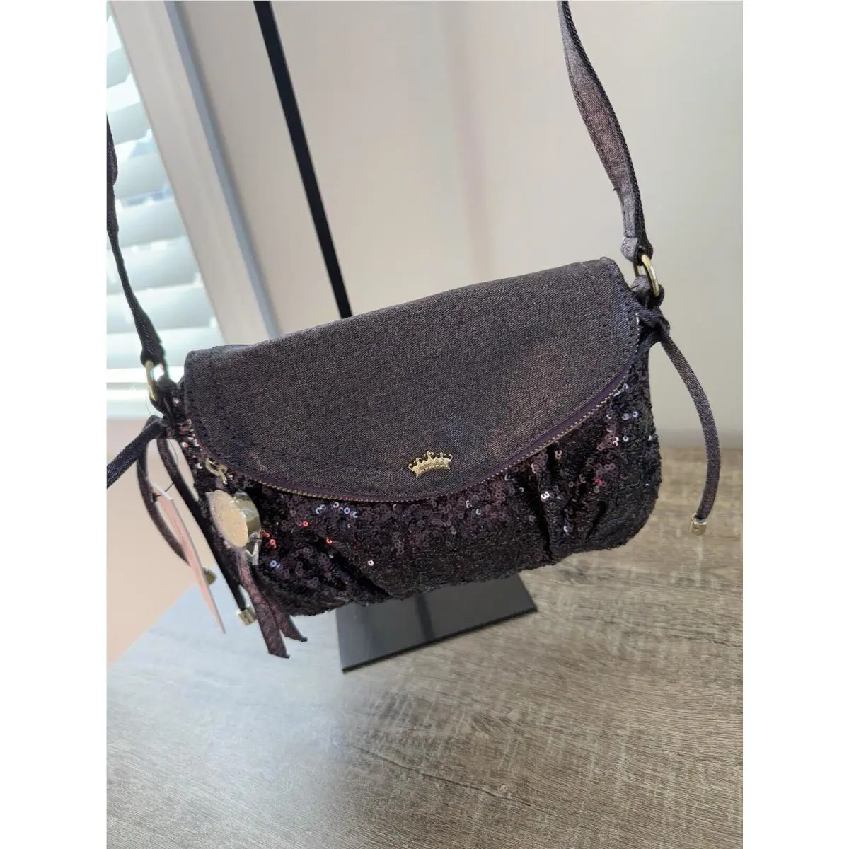 Juicy Couture Mini Traveler Crossbody Bag Sequin Purple Mrsp