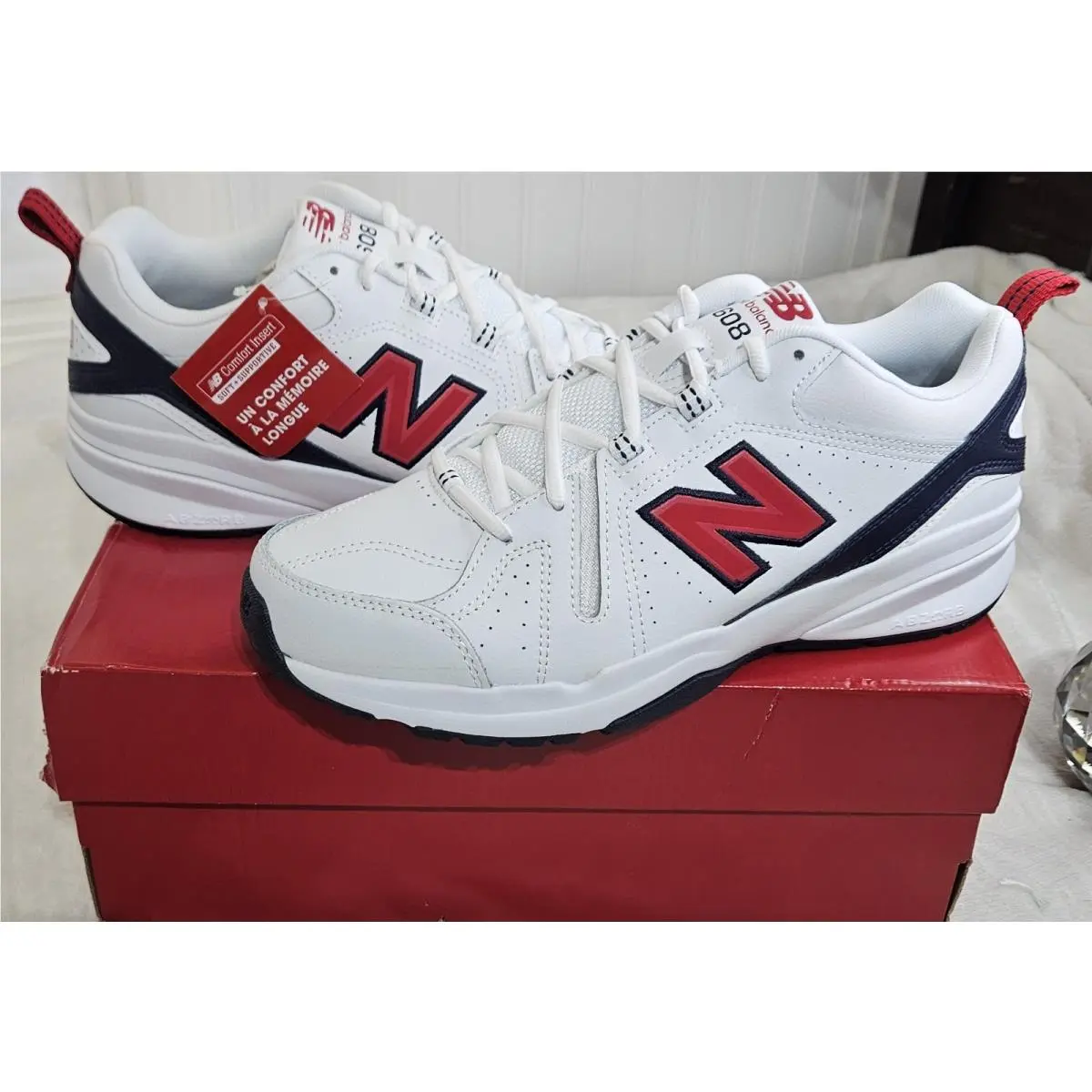 New Balance 608 V5 Men`s Size 9.5EEEE X Wide MX608WN5 White Running Sneakers
