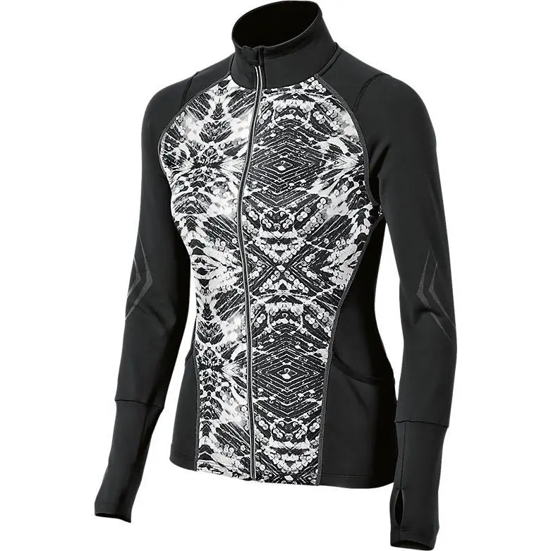 Asics Lite-show 5K Womens Zipper Front UV Protection Jacket XS Black Sequ