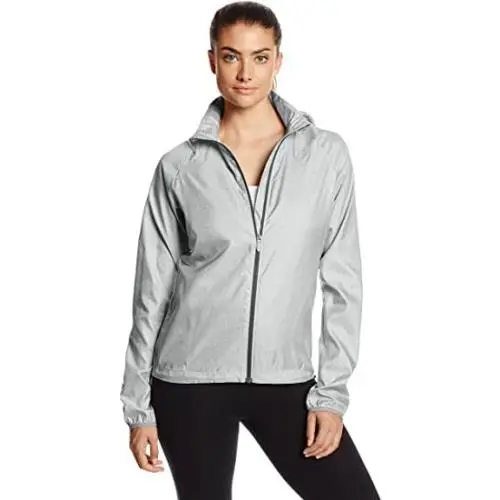 Asics Electro Womens Zipper Front Led Shoulder Light Jacket XS Heather Grey