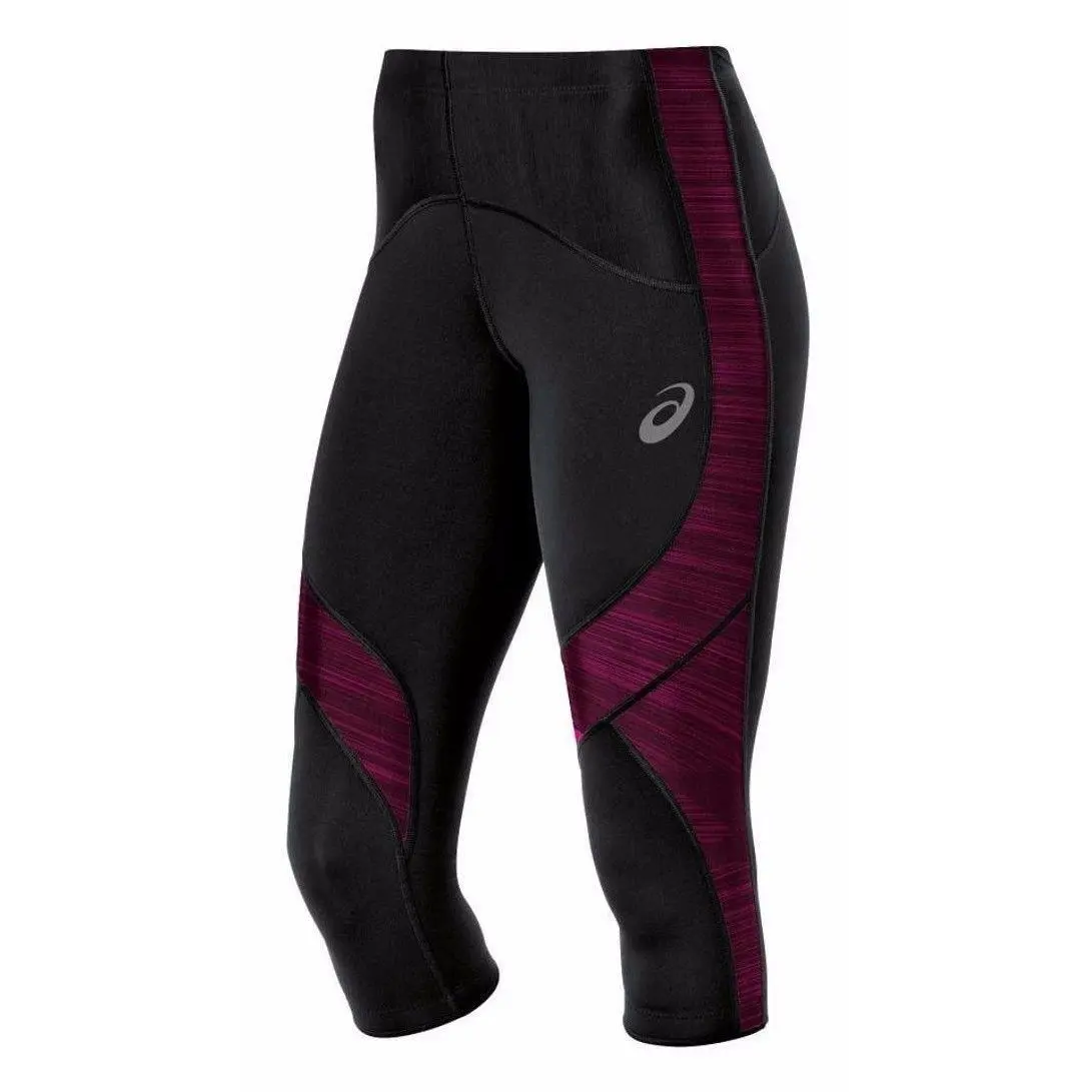 Asics Leg Balance Knee Womens Polyamide Stretch Tights XS Black Magenta