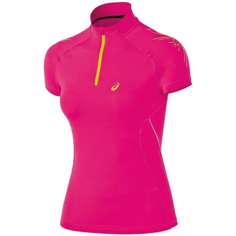Asics Speed IM Womens 1/2 Zip Neck Short Sleeve Running Shirt Small Magenta