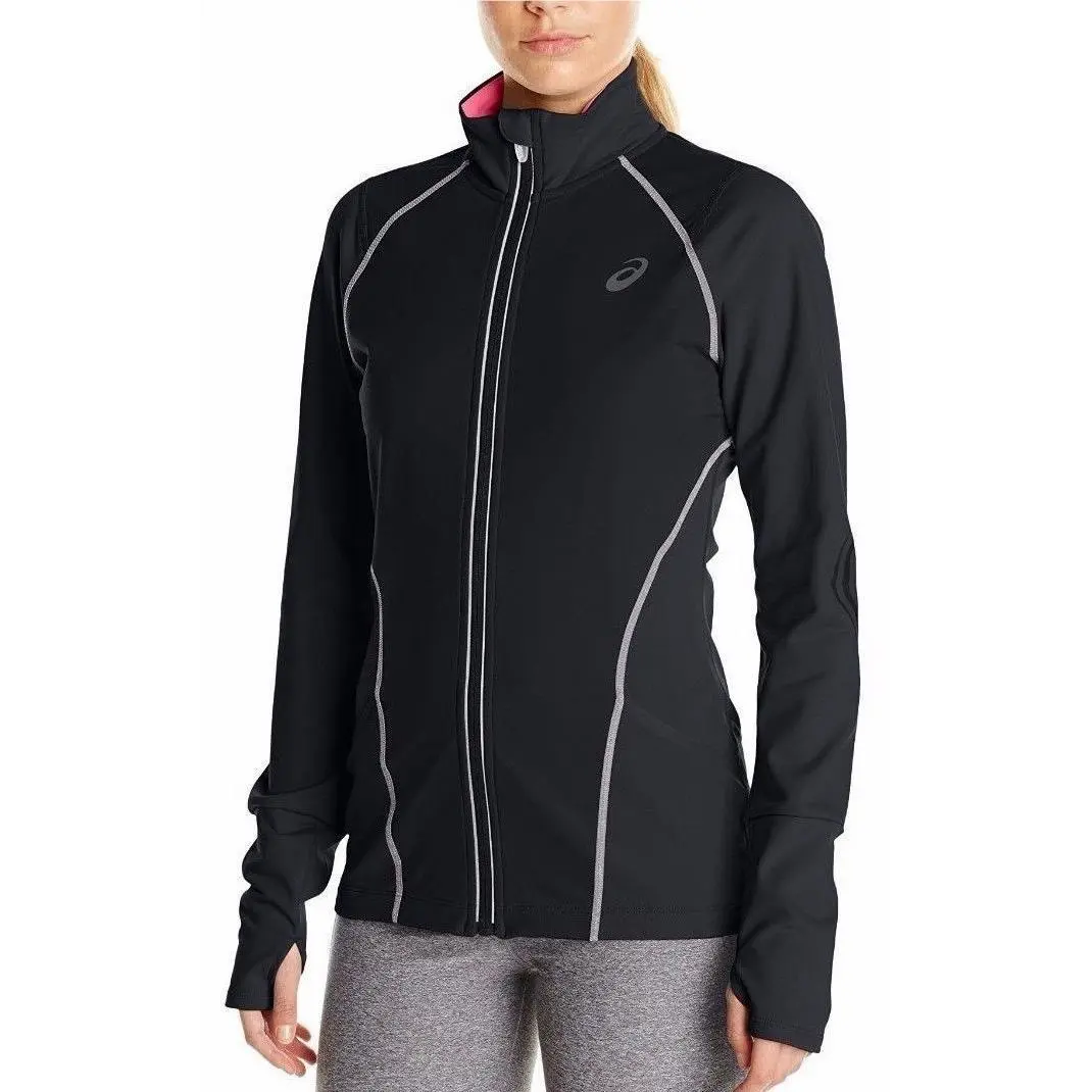 Asics Lite-show 5K Womens Zipper Front UV Protection Jacket Size XS Black