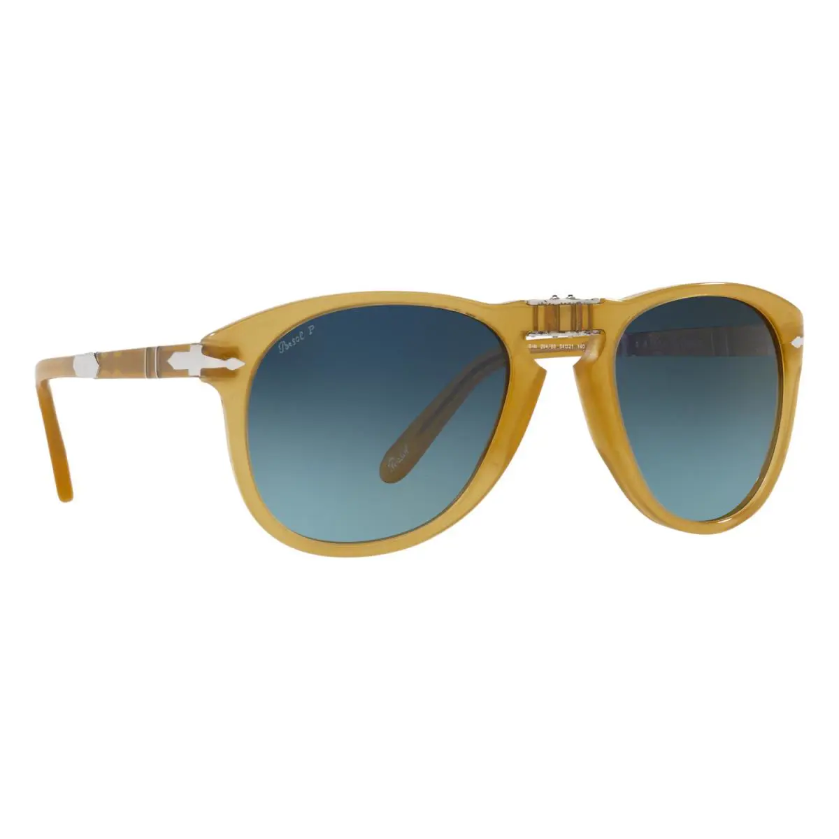 Persol PO0714SM 204/S3 Steve Mcqueen Sunglasses Opal Yellow Blue Polarized 54mm - Opal Yellow, Frame: Yellow, Lens: Blue