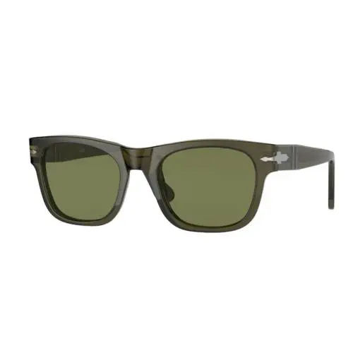 0PO3269S 11034E Opal Smoke/ Light Green Rectangle Unisex Sunglasses by Persol