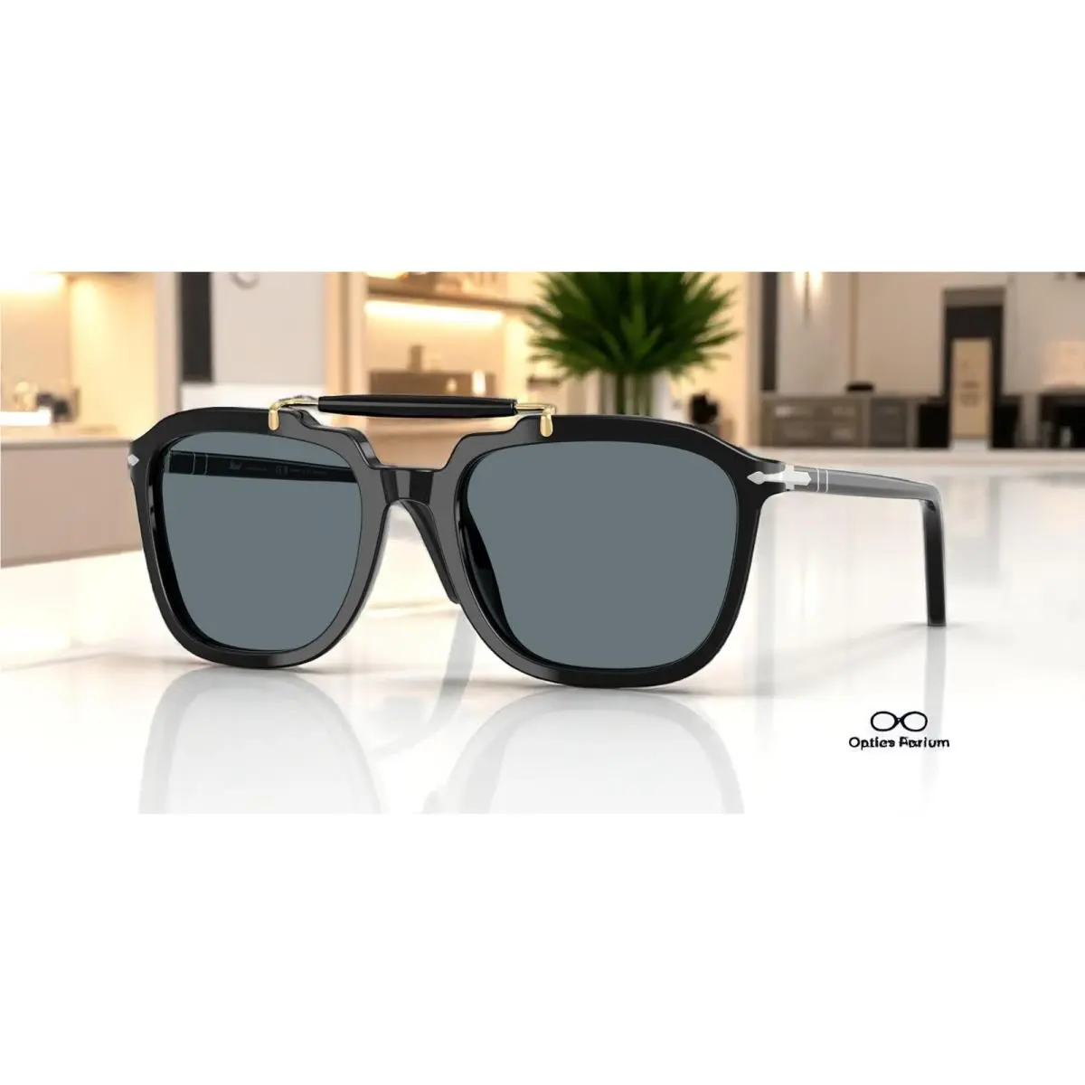 Persol PO0203S 95 3R Black Dark Blue Polar Polarized 57 mm Unisex Sunglasses