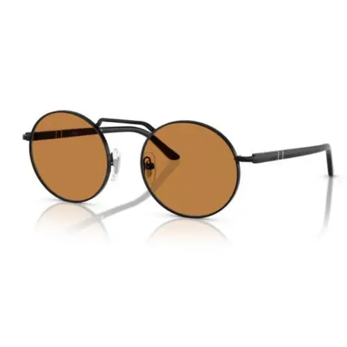 Persol 0PO1019S 107853 Demigloss Black/yellow Brown Oval Shape Unisex Sunglasses - Frame: Demigloss black, Lens: Gold Burgundy Shaded