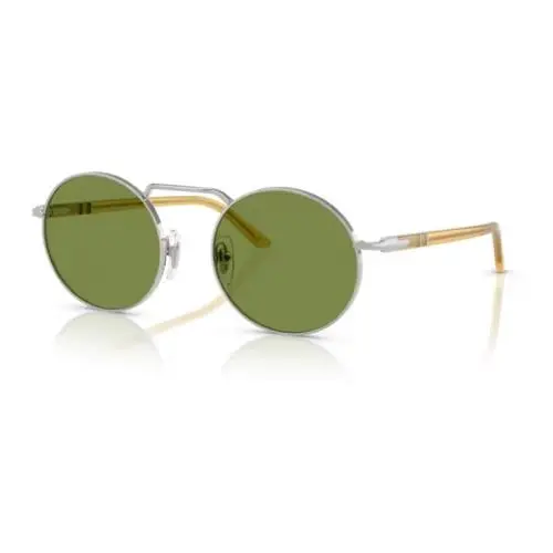 0PO1019S 518/4E Silver-miele /green Light Oval Shape Unisex Sunglasses by Persol