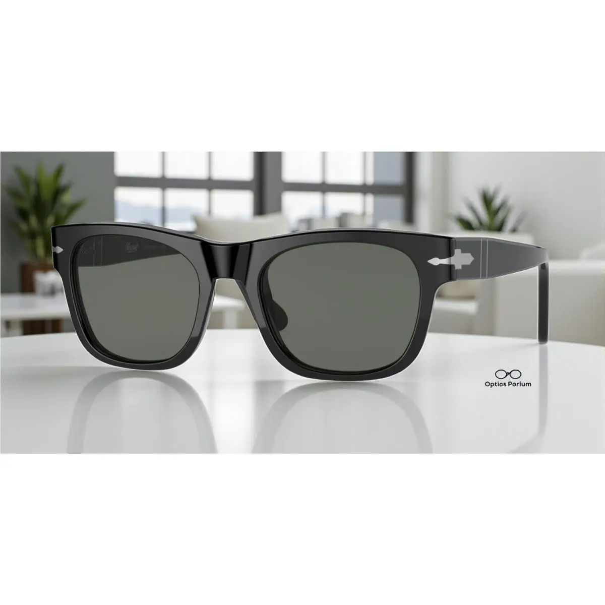 Persol PO3269S 95_58 Rectangle Black Green Polarized 52 mm Unisex Sunglasses