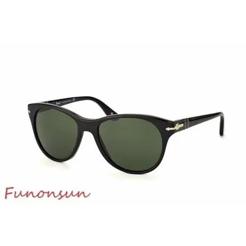 Persol Women`s Sunglasses PO3134 95/31 Black/green Lens Pilot 54mm - Frame: Black, Lens: Black