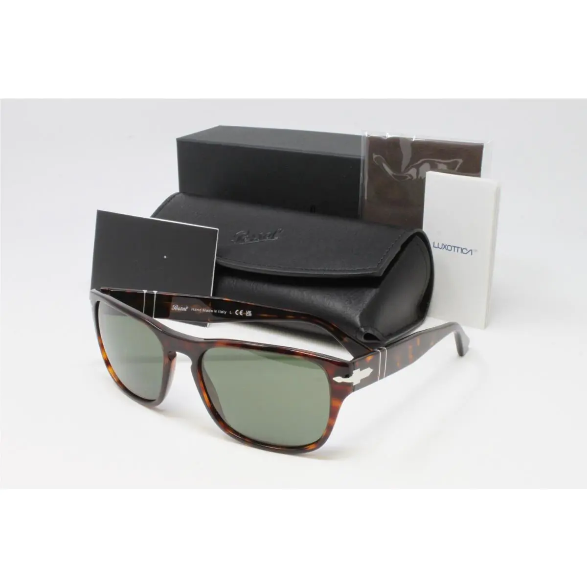 Persol Men`s Sunglasses PO3341S-2431 Havana 58mm Square Frame Green Lens