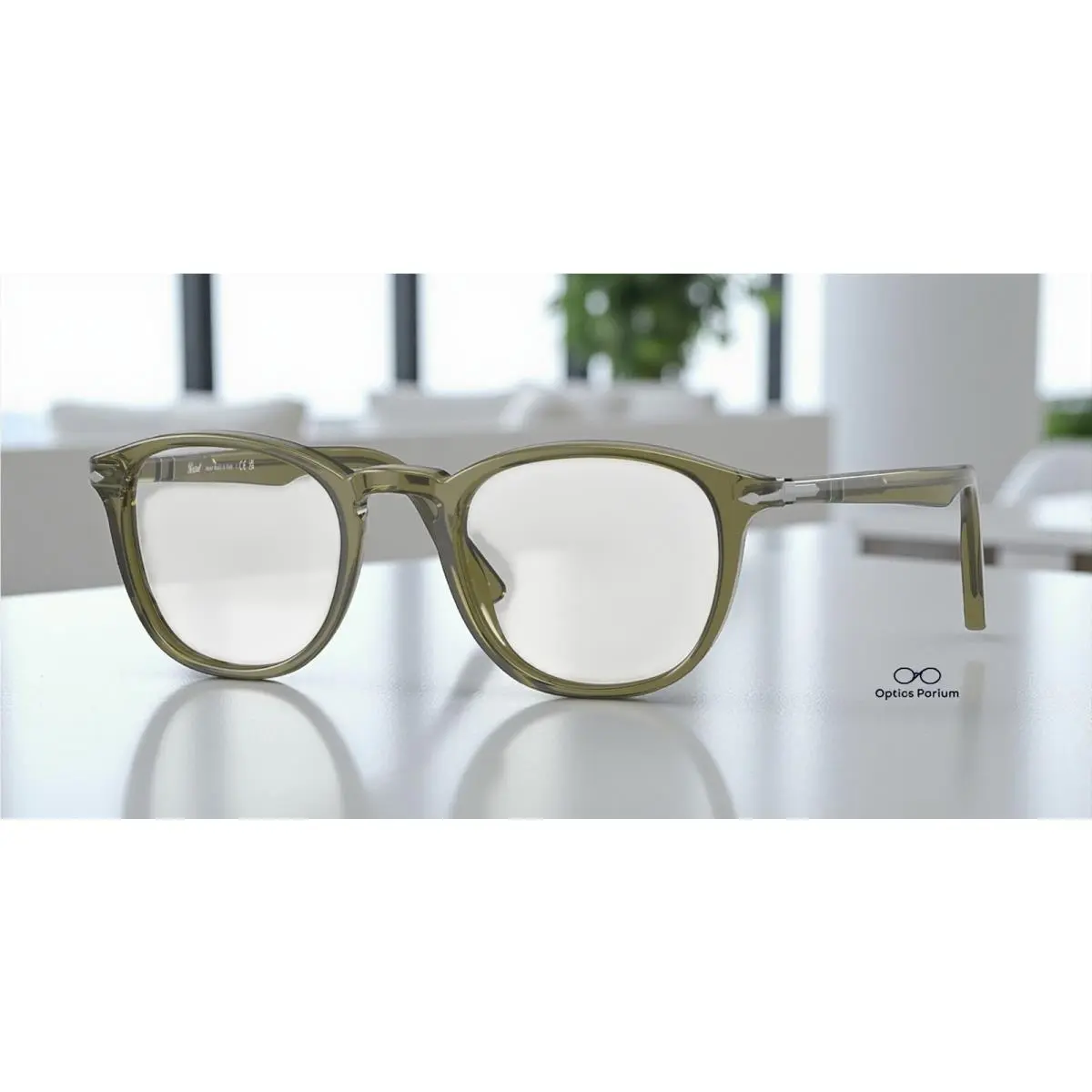 Persol PO3143V 1142 Olive Green Transparent Transparent 49 mm Men`s Eyeglasses