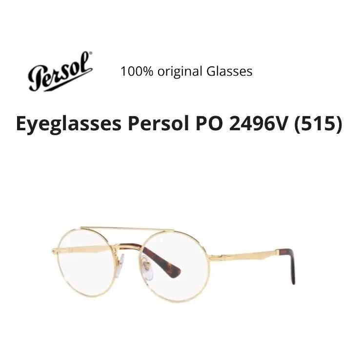 PO2496V 515 Gold Round Eyeglass Frames 48-20-140 Demo Lenses Italy by Persol