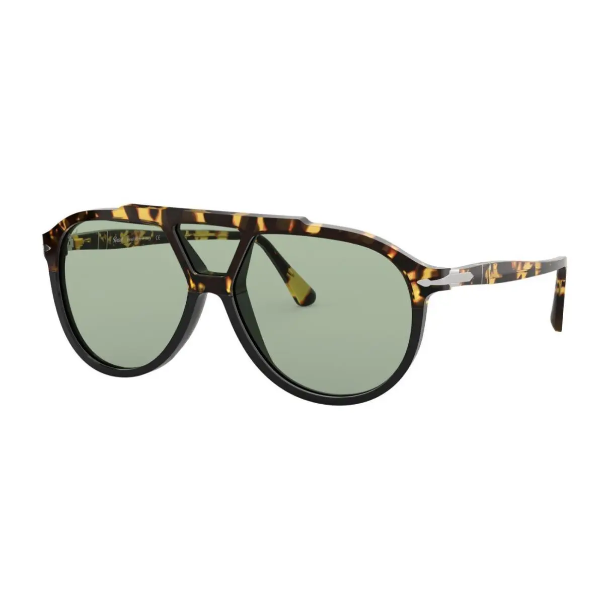 Persol Icona PO 3217S Blonde Havana Black/green 1088/52 Sunglasses - Frame: Blonde Havana Black, Lens: Green