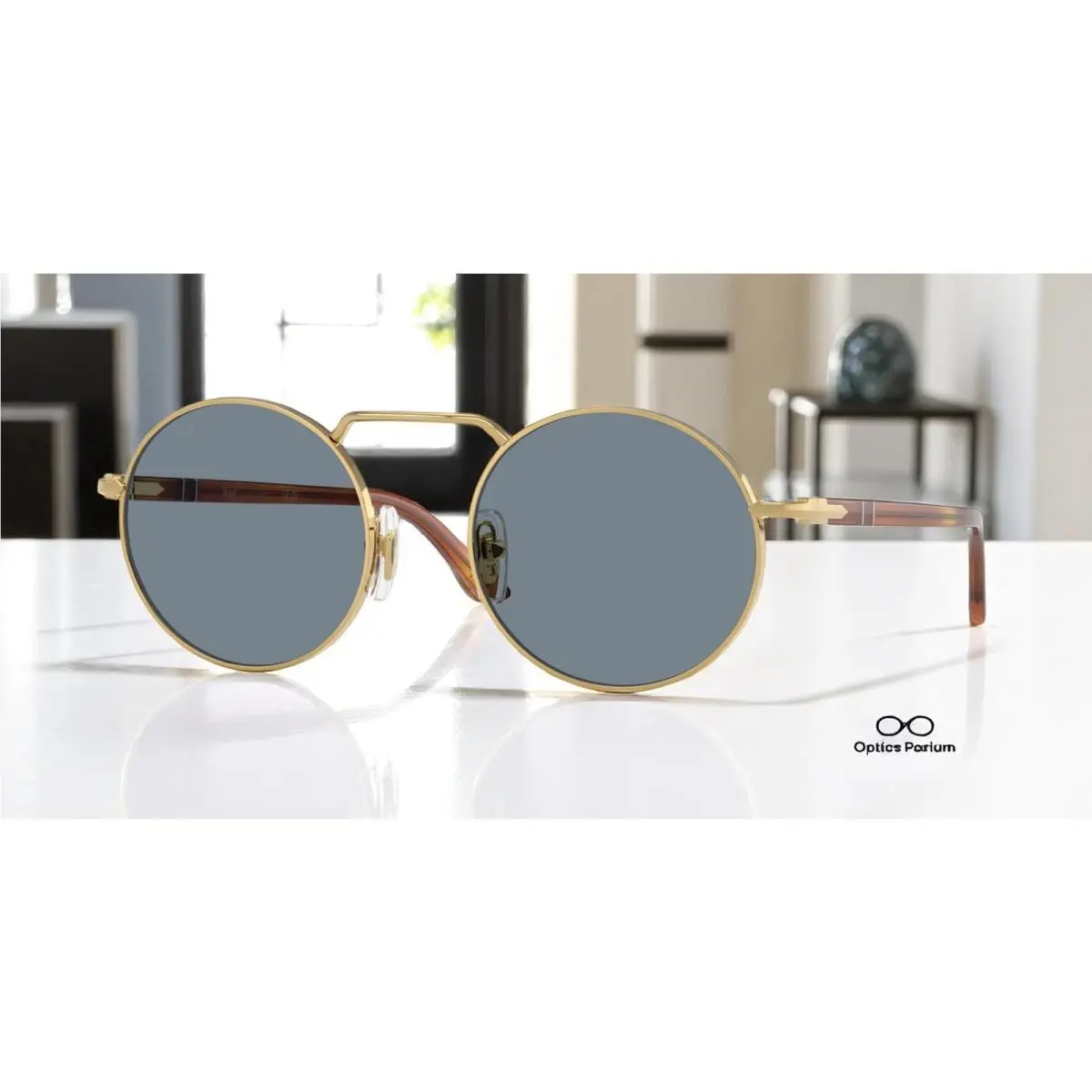 Persol PO1019S 113256 Gold Light Blue 53 mm Unisex Sunglasses