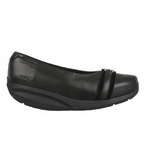 Mbt Women`s Yuki Slip On Level 3 Rocker Flats Black/black Leather