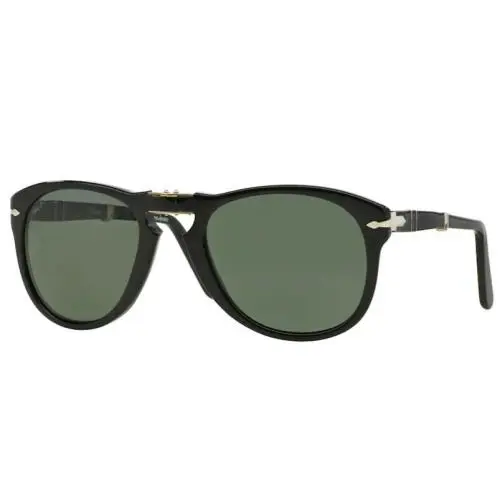 Persol 0PO0714 95/58 Black/silver Green Polarized Men`s Folding Sunglasses - Frame: Black, Lens: Green