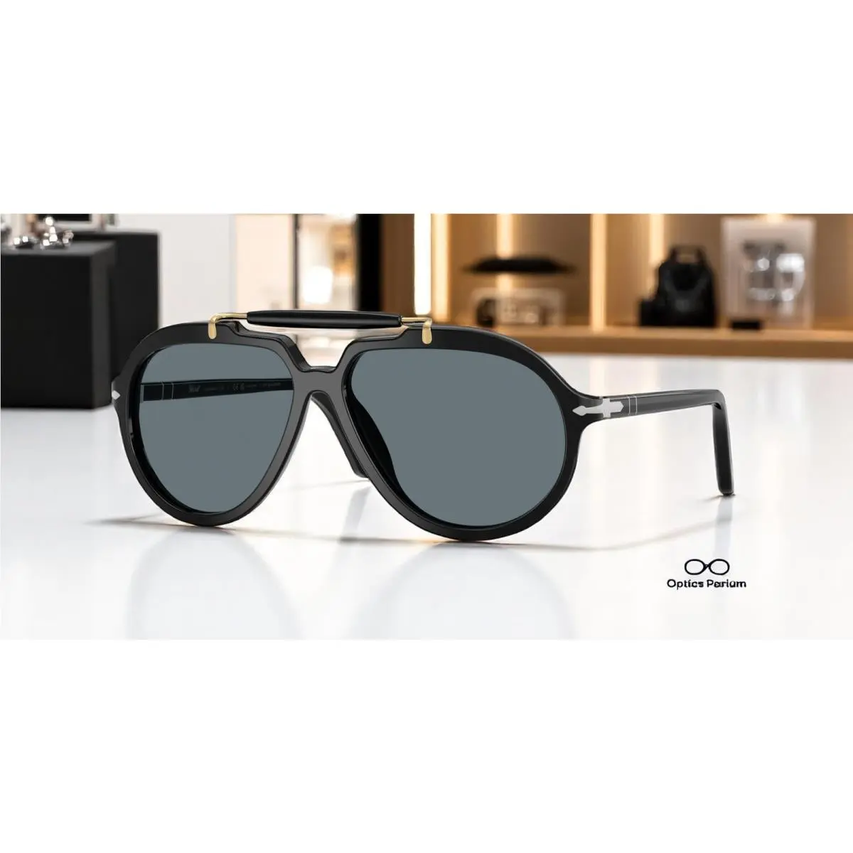Persol PO0202S 95 3R Black Dark Blue Polar Polarized 57 mm Unisex Sunglasses