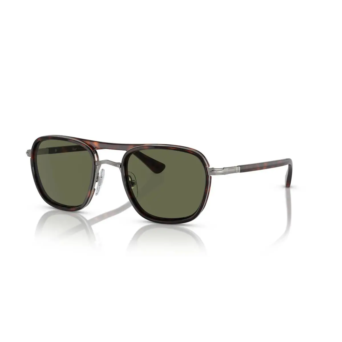 Persol PO 2484S Gunmetal Havana/green Polarized 114458 Sunglasses - Frame: Gunmetal Havana, Lens: Green Polarized
