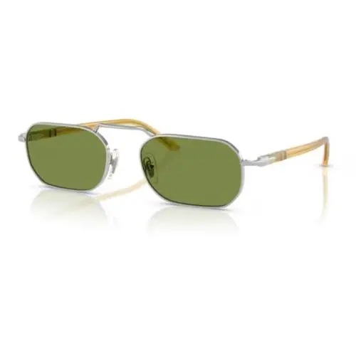 0PO1020S 518/4E Silver-miele /green Light Oval Shape Unisex Sunglasses by Persol