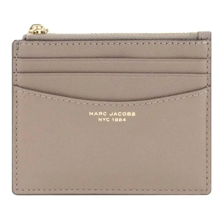 Marc Jacobs The Top Zip Card Case Wallet Leather Cement