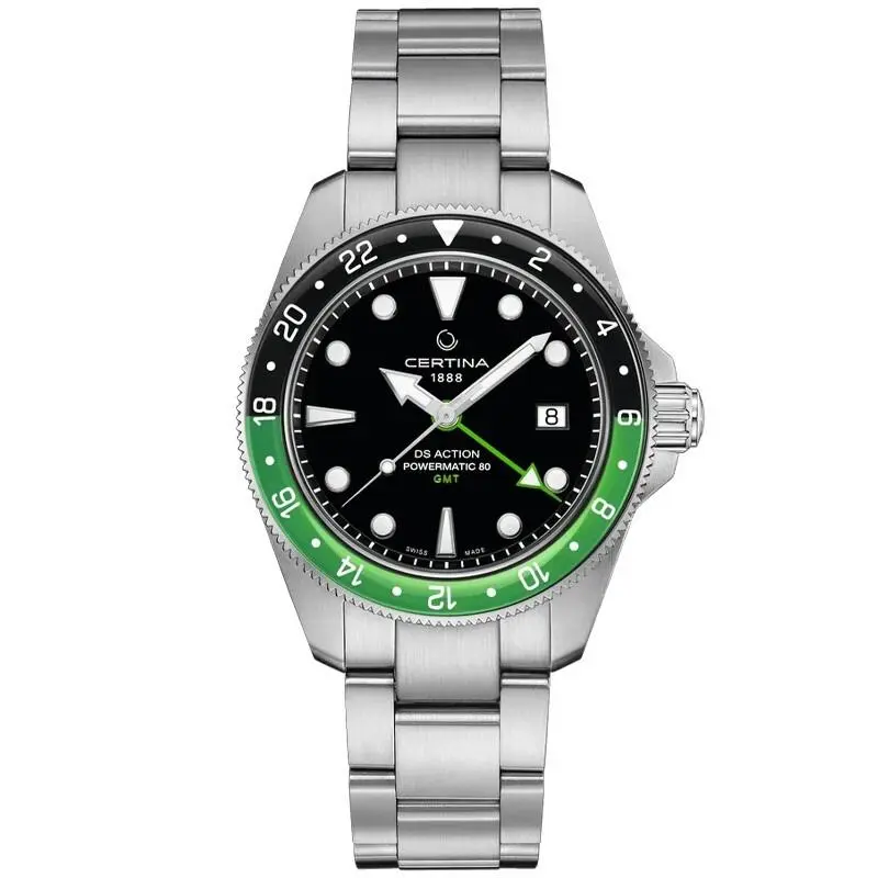 Certina DS Action Gmt 41mm Green-black Men`s Watch C0329291105100