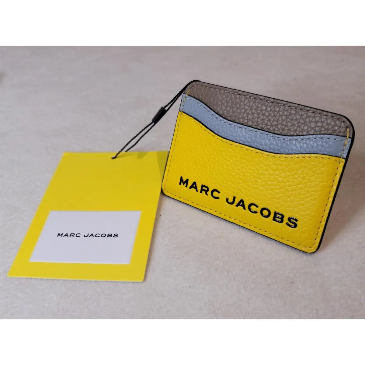 Marc Jacobs Pebbled Leather Lightning Bolt Yellow Multi-color Card Case