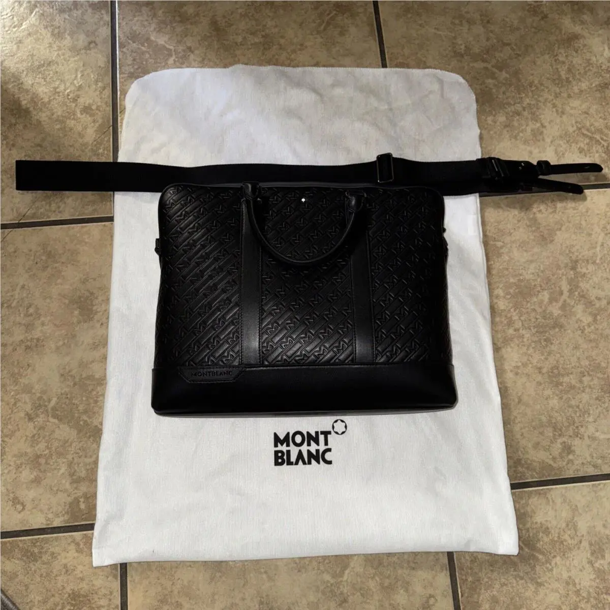 Montblanc M_gram Black Leather Document Case Crossbody Bag Rare