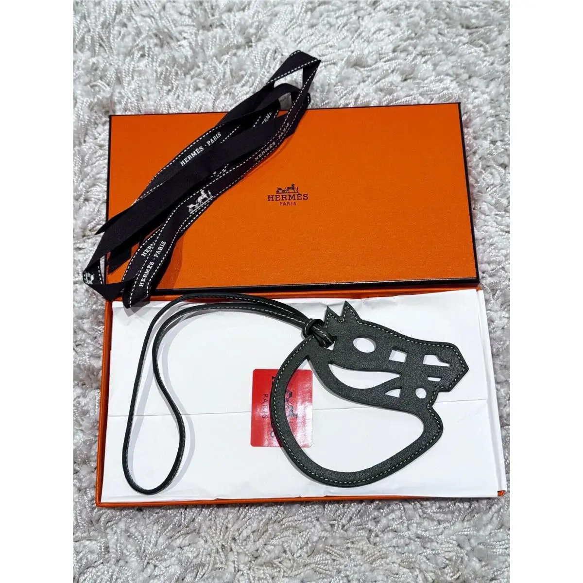 Hermes Paddock Cheval Leather Bag Charm Green