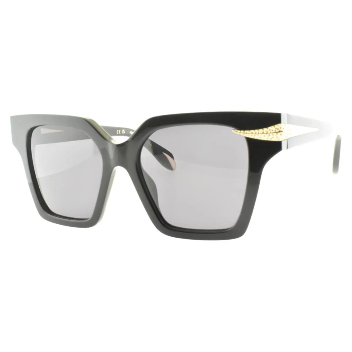 Roberto Cavalli SRC002S 700Y 54-18-140 Black Square Full Rim Womens Sunglass - Frame: Black, Lens: Gray