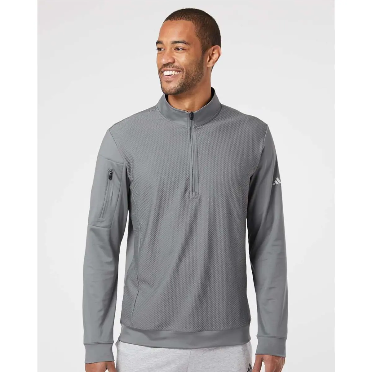 Adidas clothing - Performance Textured 1/4 Zip Pullover - A295 - White 1