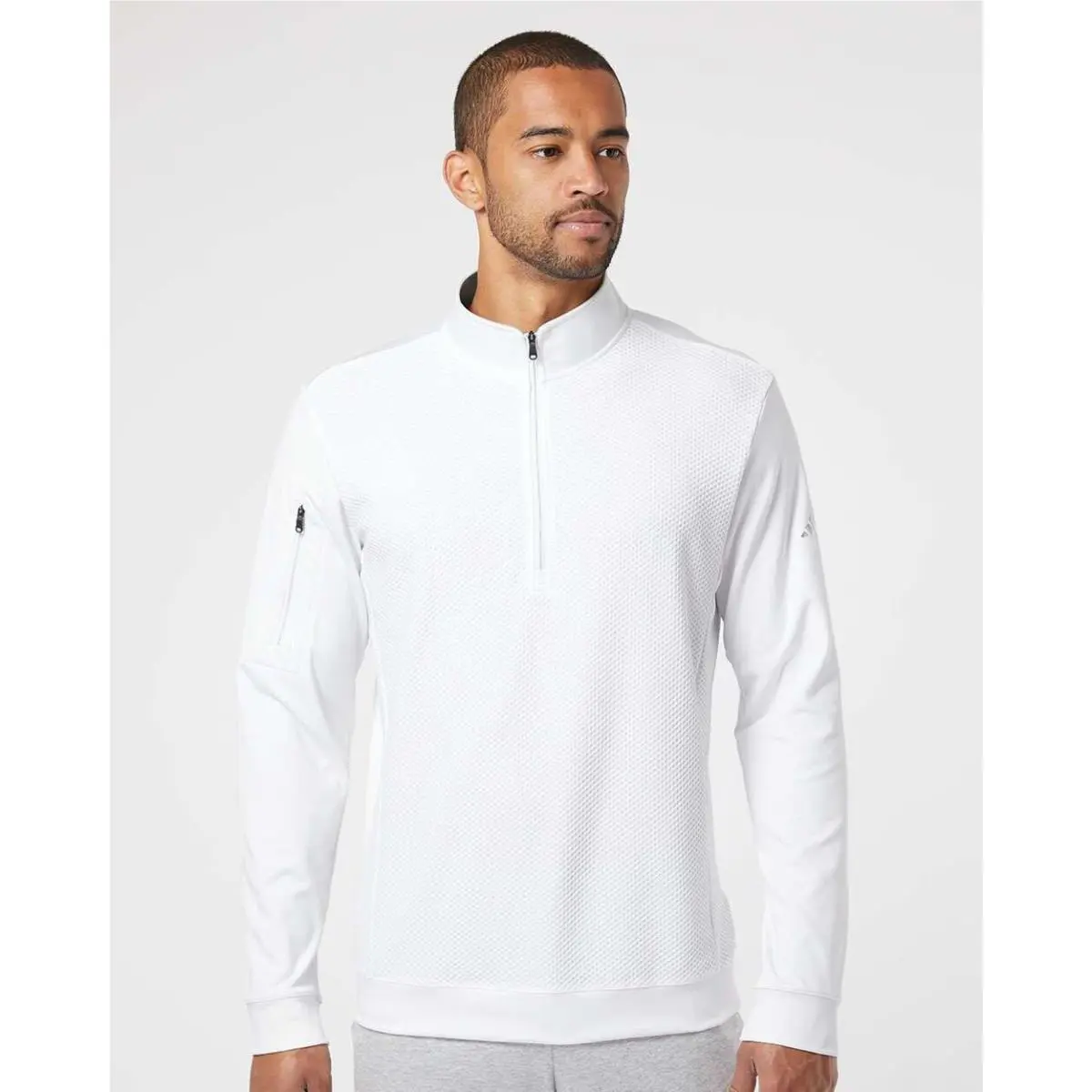 Adidas clothing - Performance Textured 1/4 Zip Pullover - A295 - White 7