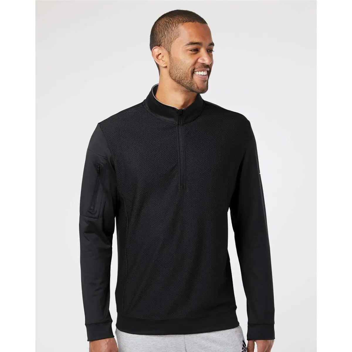 Adidas clothing - Performance Textured 1/4 Zip Pullover - A295 - White 16