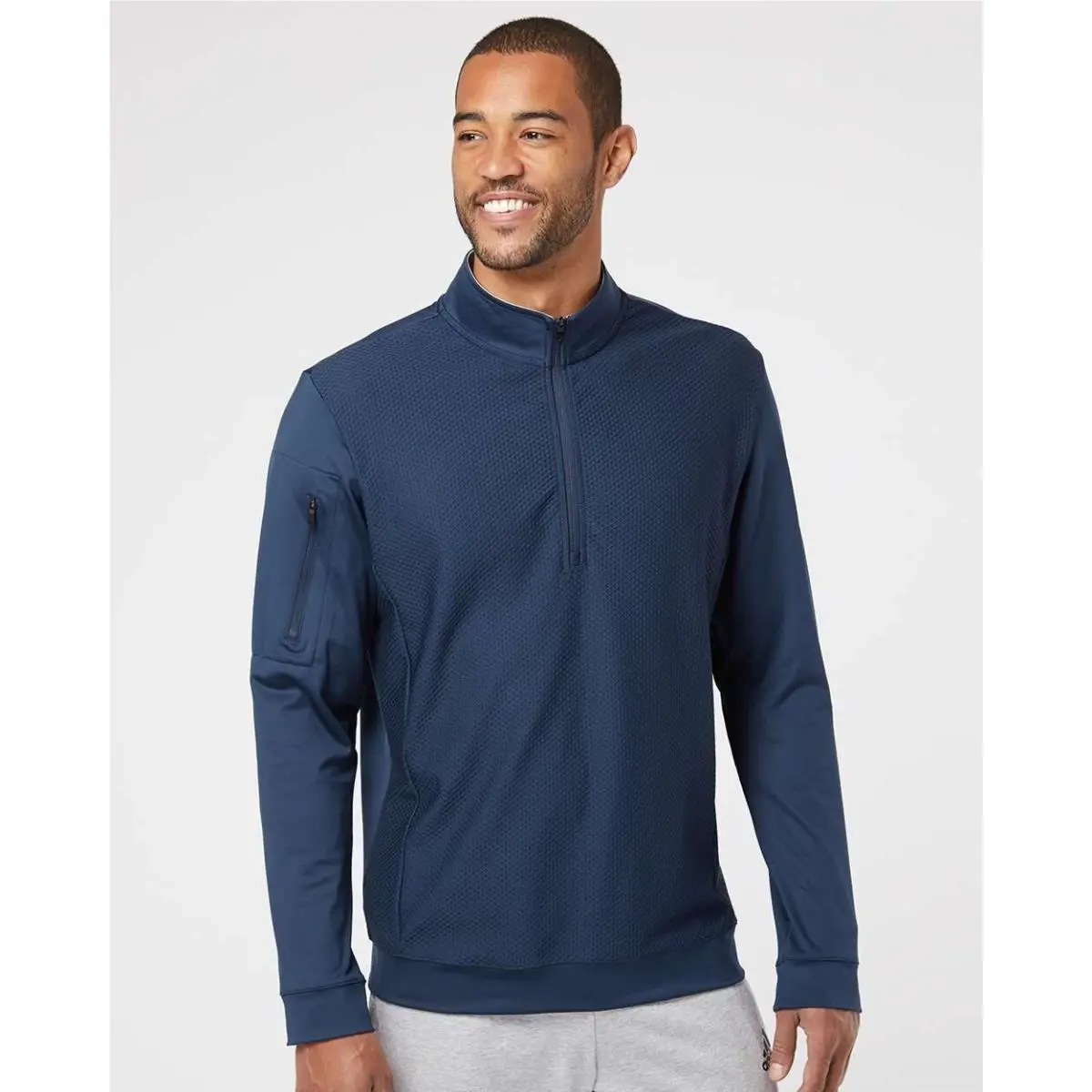 Adidas clothing - Performance Textured 1/4 Zip Pullover - A295 - White 18
