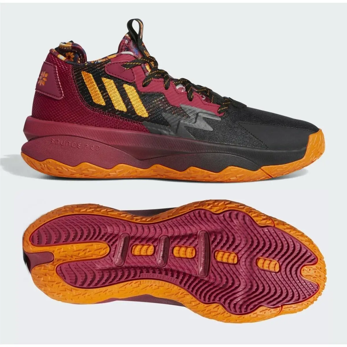 Adidas Dame 8 Cny Men Shoes Black/orange/multicolor GW1816 Sz