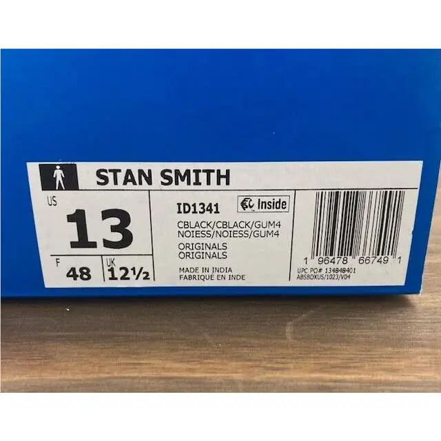 Adidas Originals Stan Smith Men Shoes Core Black Gum Soccer Influence ID1341