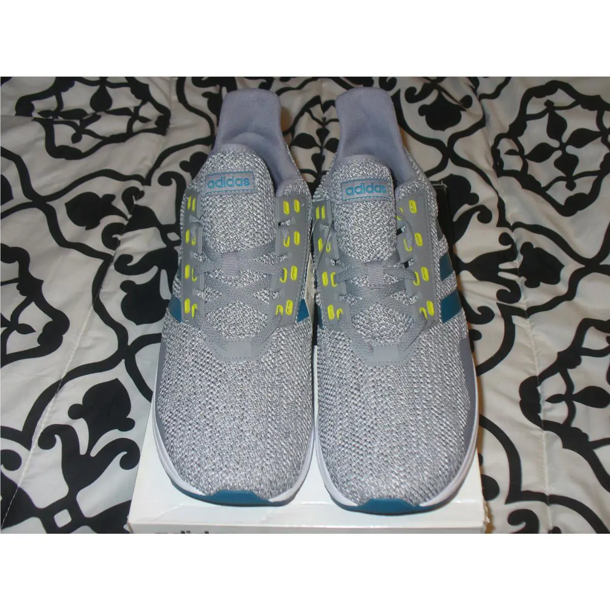 Adidas Mens SZ12 Duramo 9 Grey/teal/yell BB6920 Athletic Fitness Ortholite