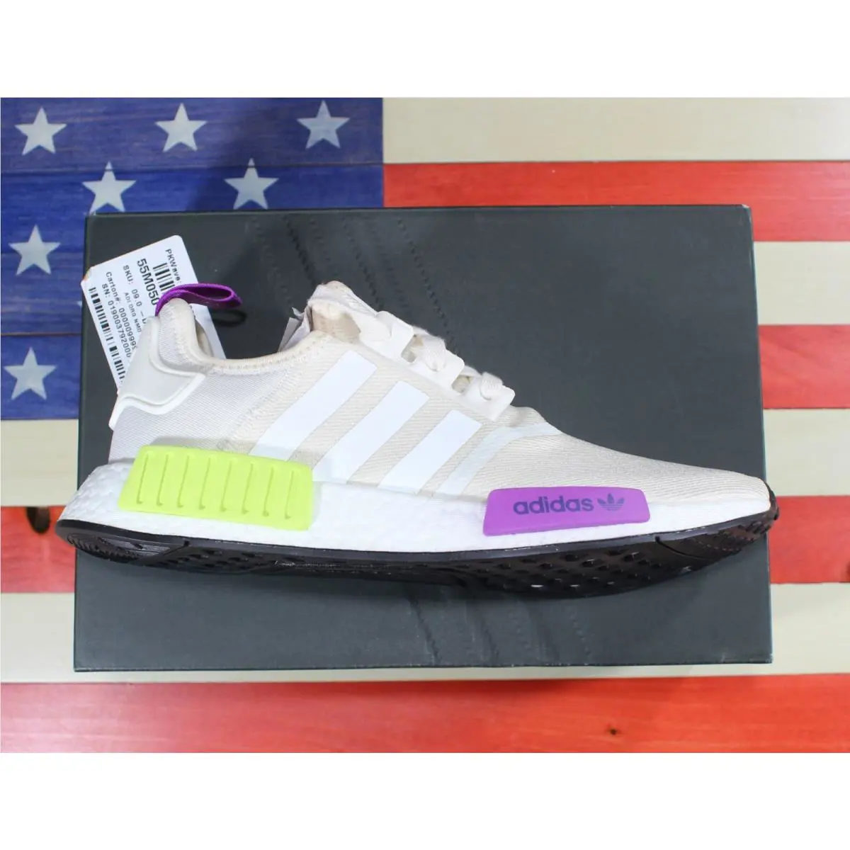 Adidas shoes - adidas NMD R1 - NMD - D96626 - White, Manufacturer: Chalk-White/Chalk-White/Semi-Solar-Yellow/Purple 0