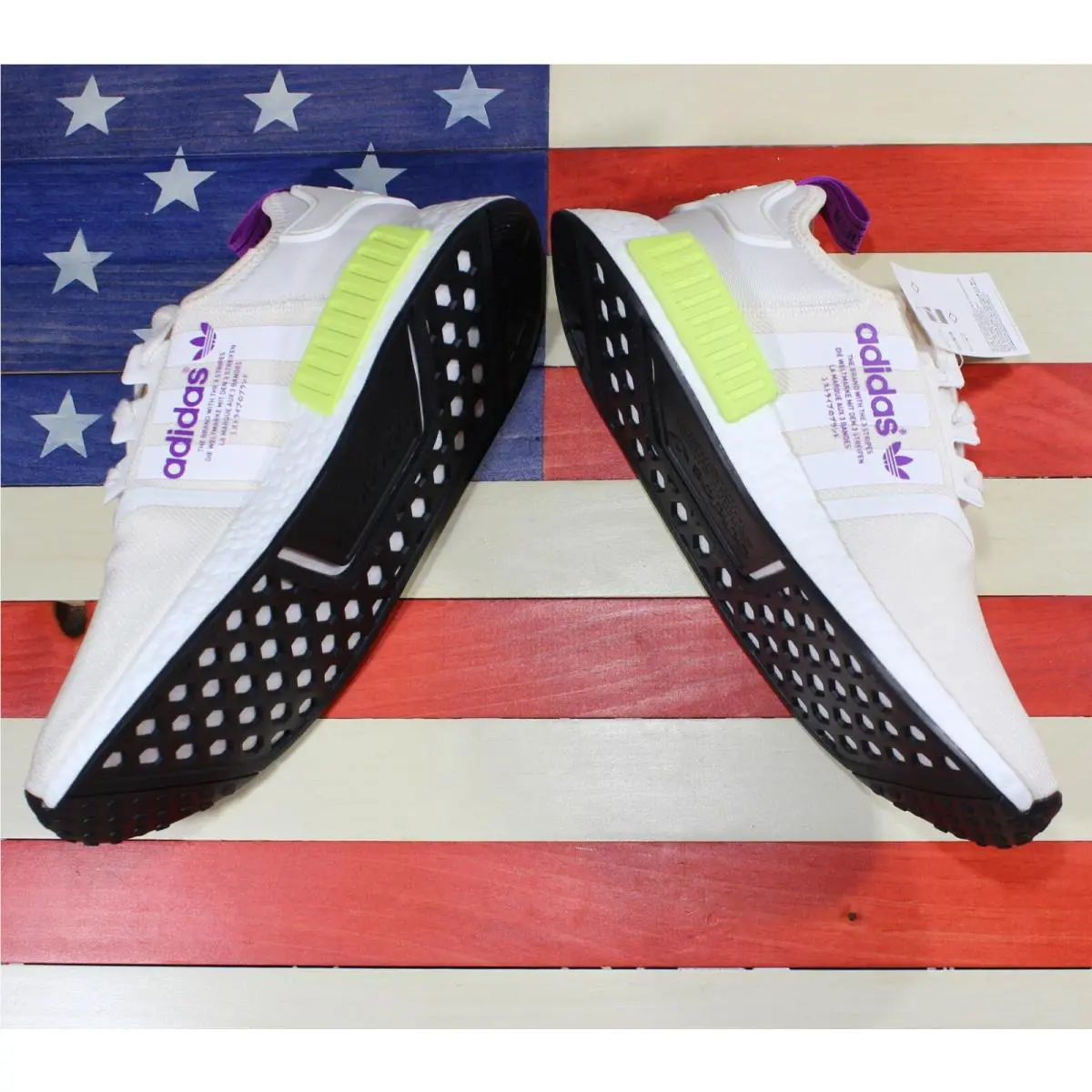 Adidas shoes - adidas NMD R1 - NMD - D96626 - White, Manufacturer: Chalk-White/Chalk-White/Semi-Solar-Yellow/Purple 6