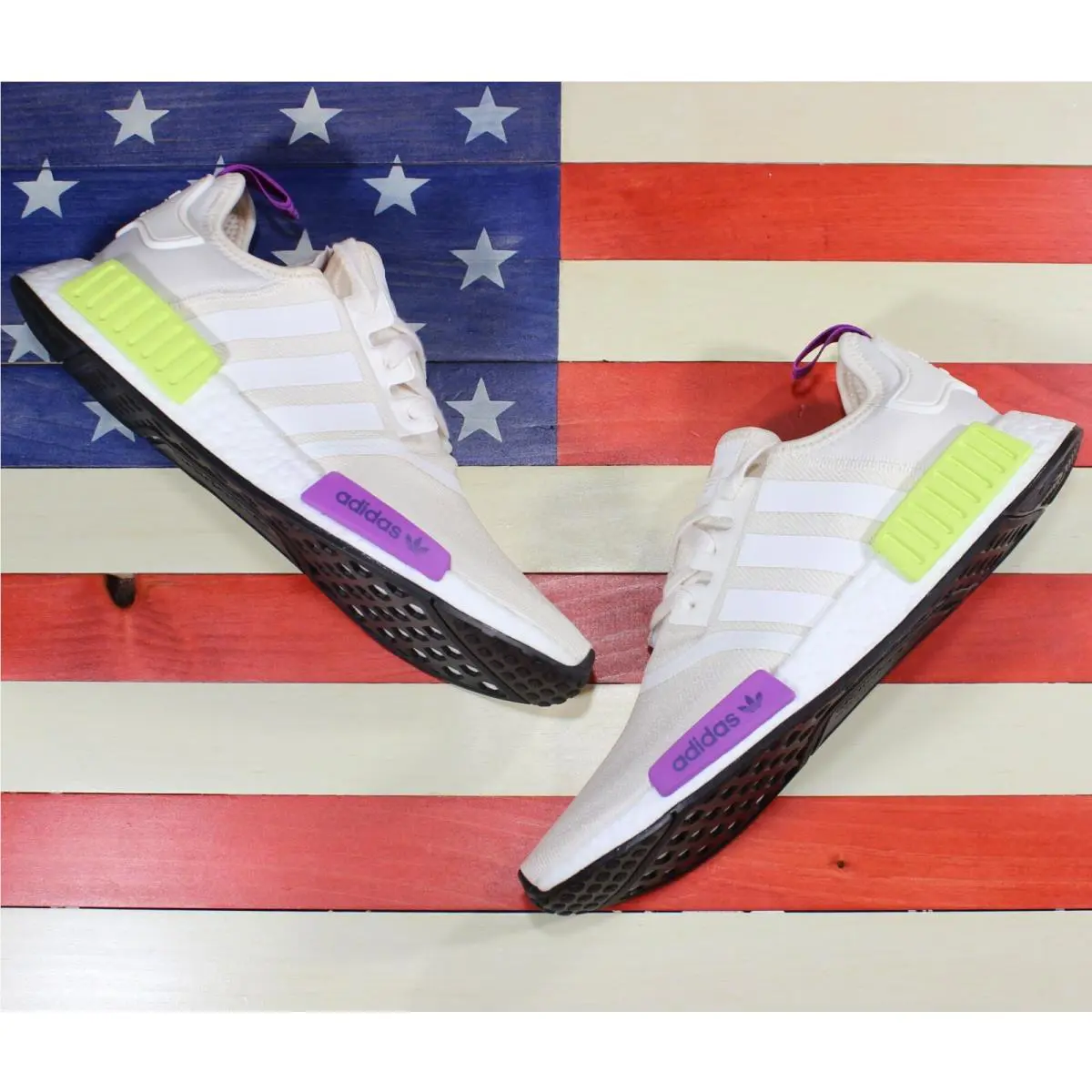 Adidas shoes - adidas NMD R1 - NMD - D96626 - White, Manufacturer: Chalk-White/Chalk-White/Semi-Solar-Yellow/Purple 16