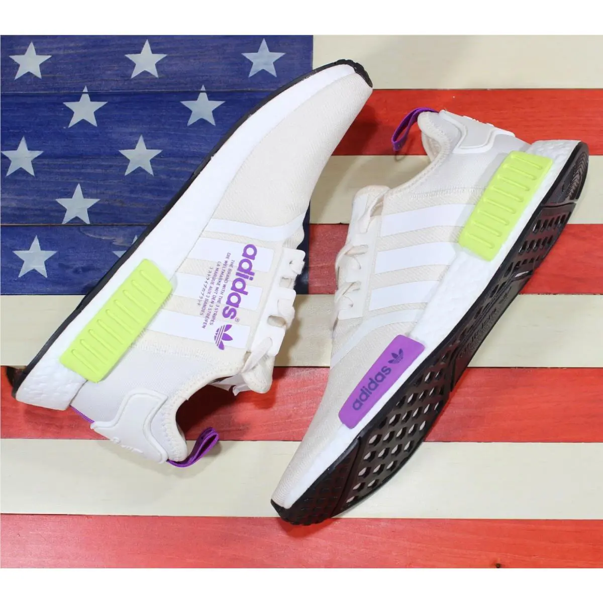 Adidas shoes - adidas NMD R1 - NMD - D96626 - White, Manufacturer: Chalk-White/Chalk-White/Semi-Solar-Yellow/Purple 17