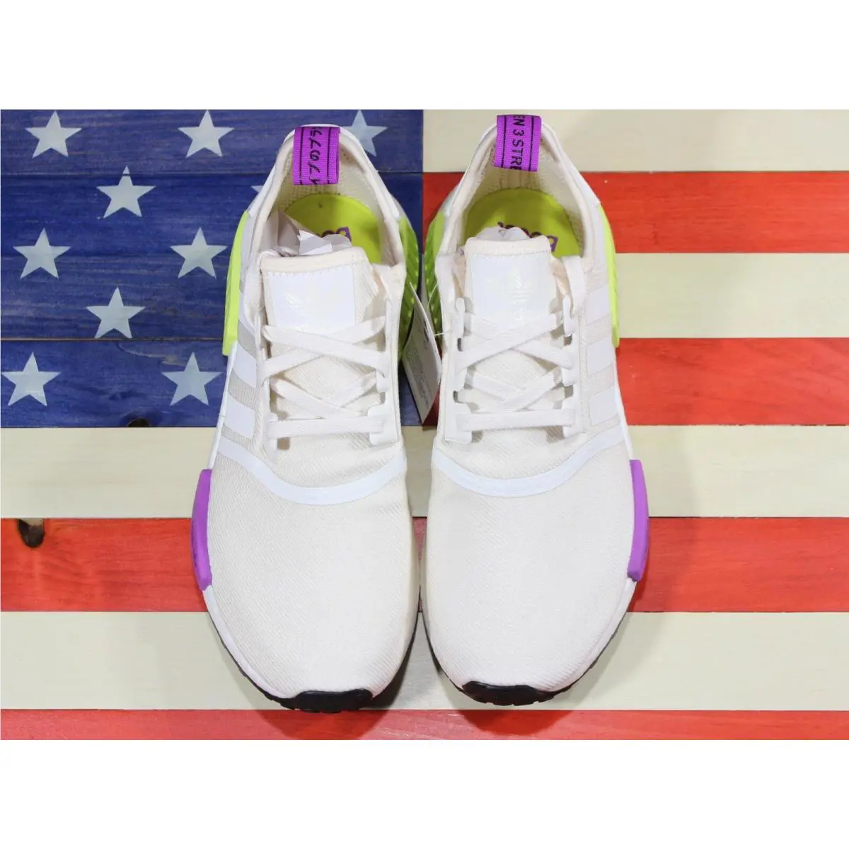 Adidas shoes - adidas NMD R1 - NMD - D96626 - White, Manufacturer: Chalk-White/Chalk-White/Semi-Solar-Yellow/Purple 9