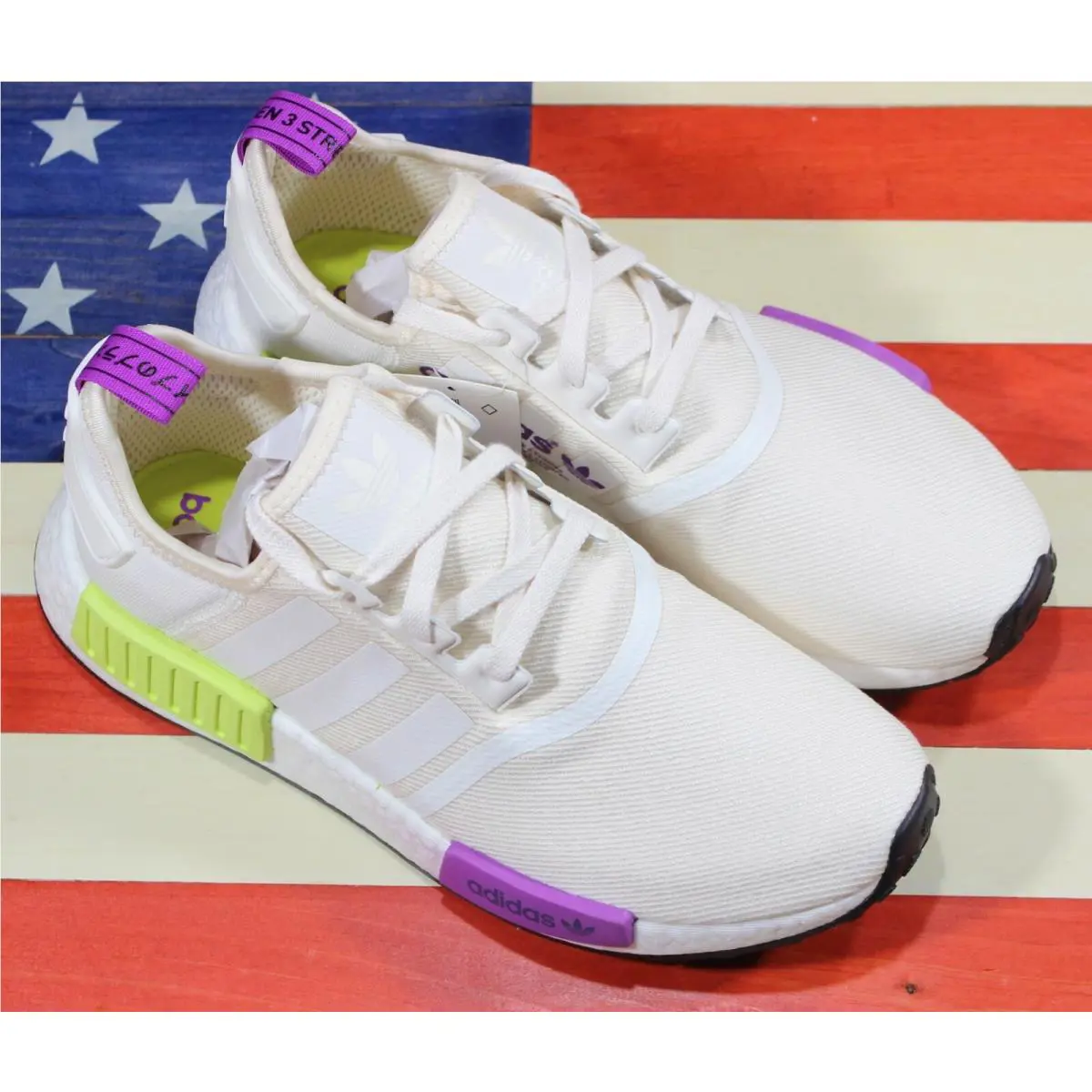 Adidas shoes - adidas NMD R1 - NMD - D96626 - White, Manufacturer: Chalk-White/Chalk-White/Semi-Solar-Yellow/Purple 1