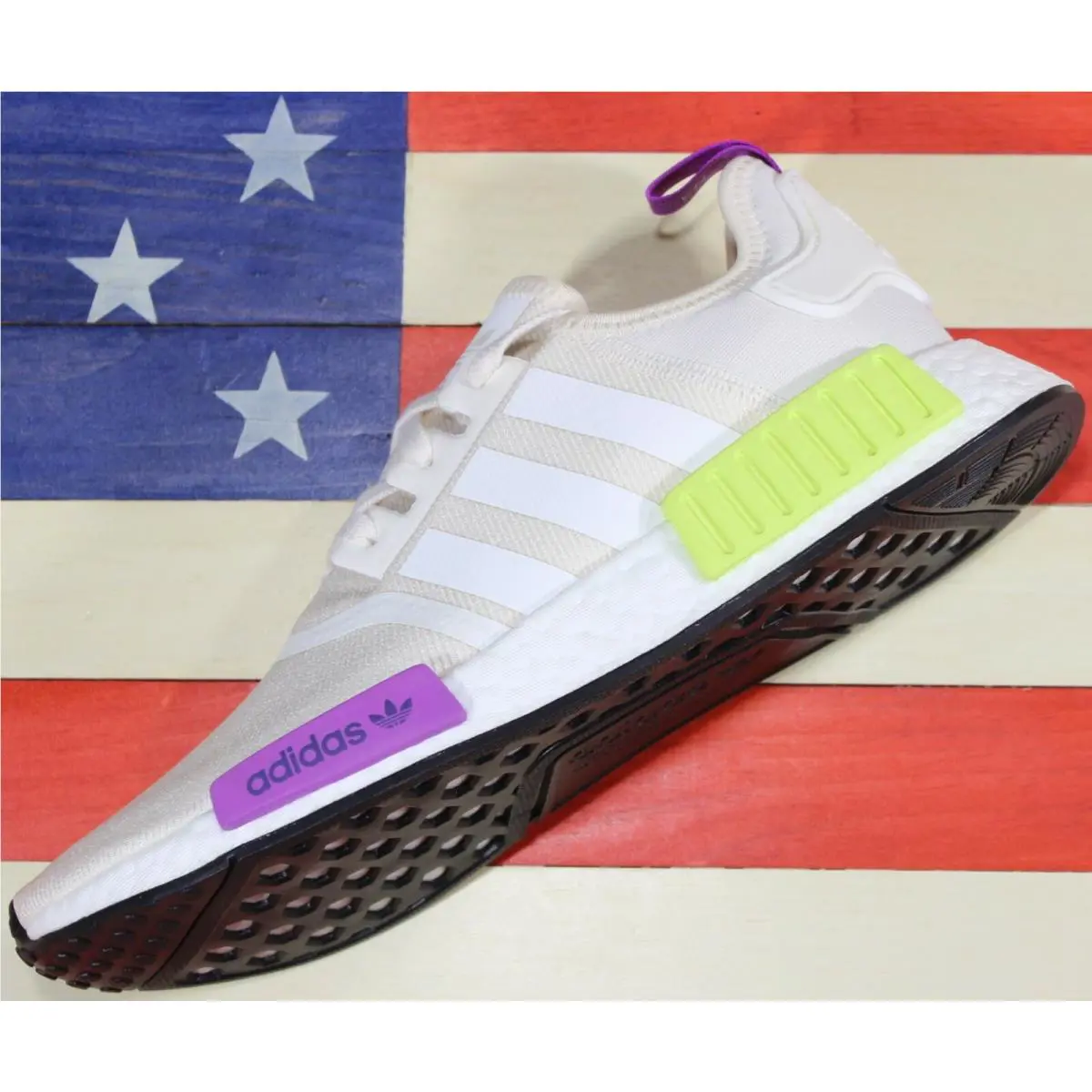 Adidas shoes - adidas NMD R1 - NMD - D96626 - White, Manufacturer: Chalk-White/Chalk-White/Semi-Solar-Yellow/Purple 2