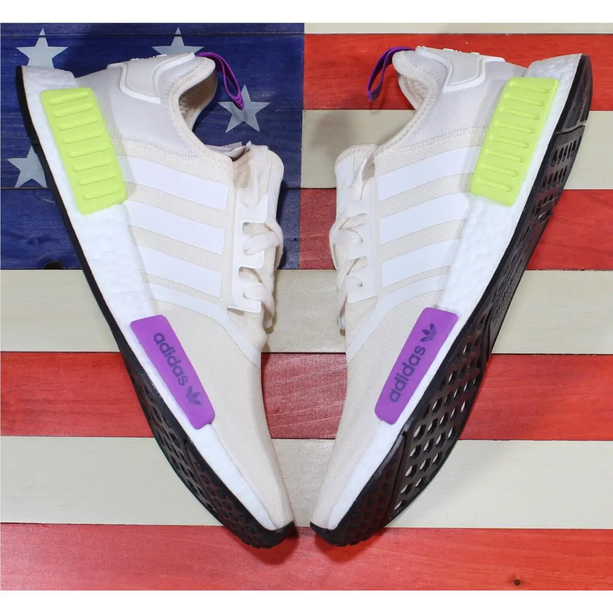 Adidas shoes - adidas NMD R1 - NMD - D96626 - White, Manufacturer: Chalk-White/Chalk-White/Semi-Solar-Yellow/Purple 11