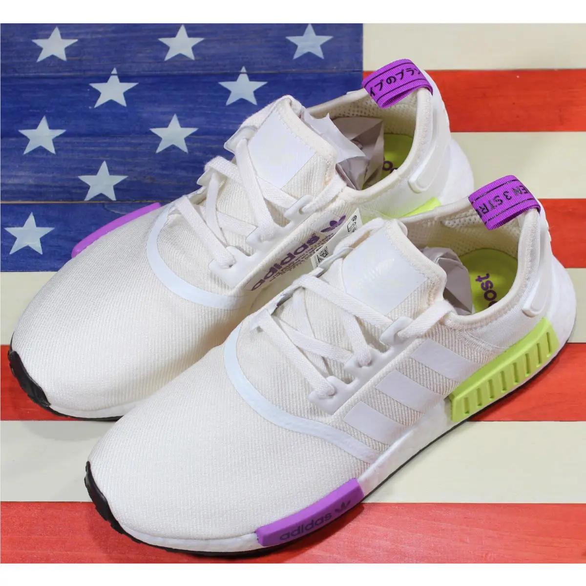 Adidas shoes - adidas NMD R1 - NMD - D96626 - White, Manufacturer: Chalk-White/Chalk-White/Semi-Solar-Yellow/Purple 20