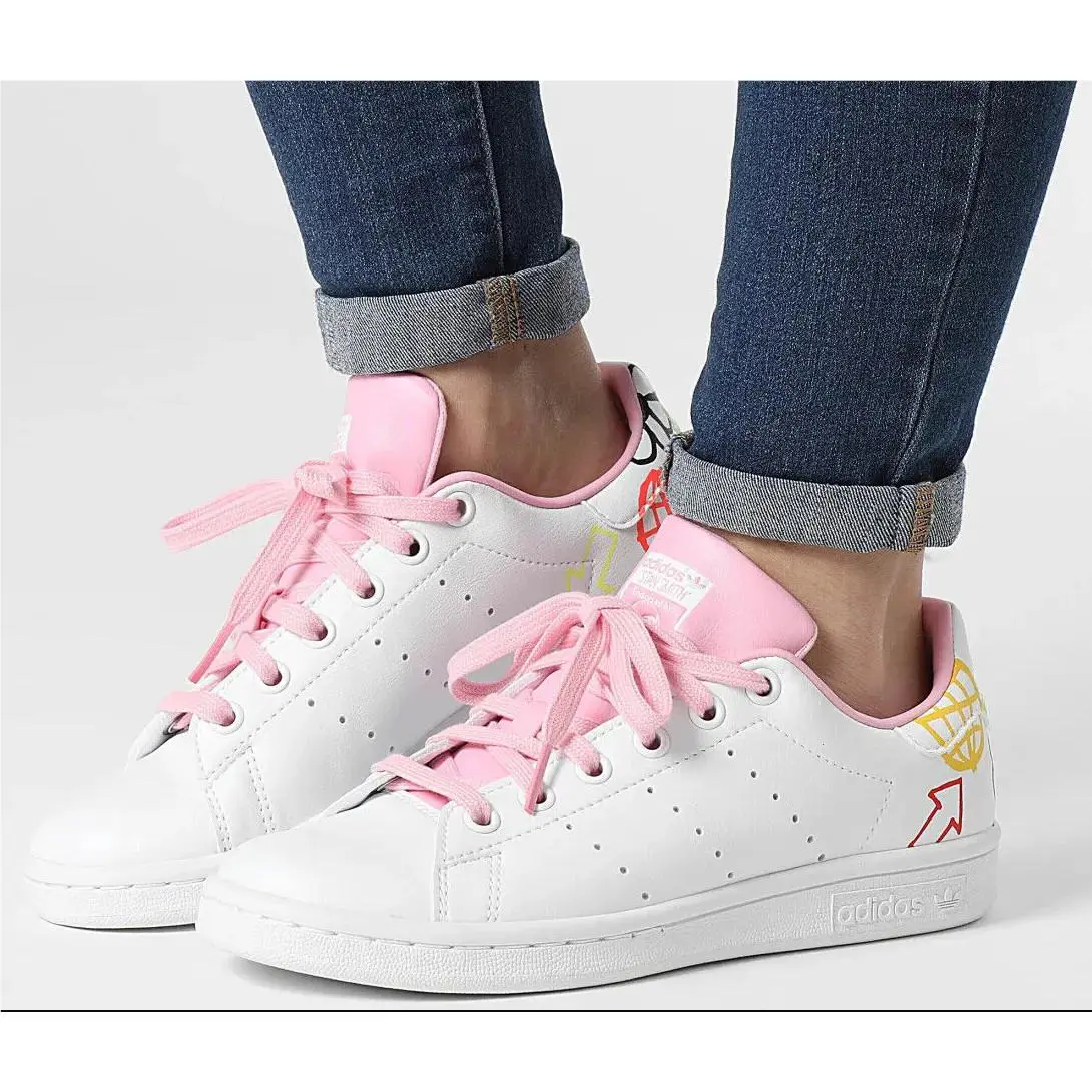 Adidas Stan Smith Doodle White Pink FX5680 Women`s Running Casual Shoes
