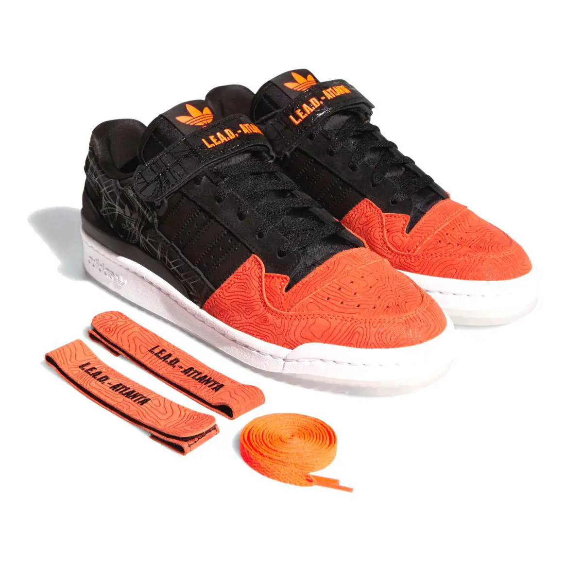 Mens Adidas Forum Low Atlanta Core Black Vivid Red Casual Athletic Shoes - Black