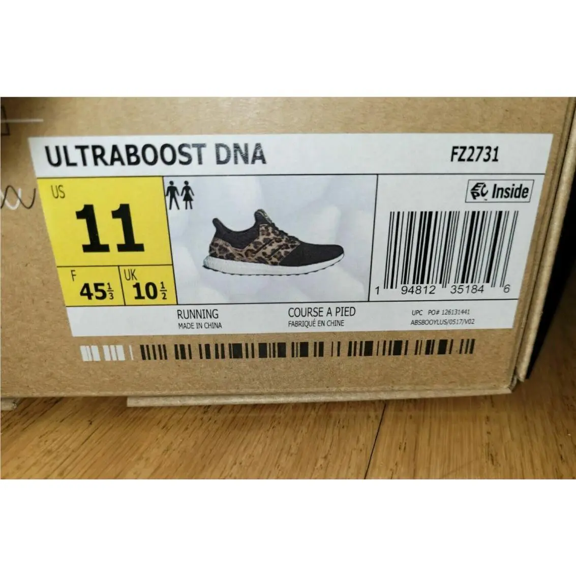 Adidas Ultraboost Dna FZ2731 Men`s Black Leopard Running Shoes Size 11 or 12